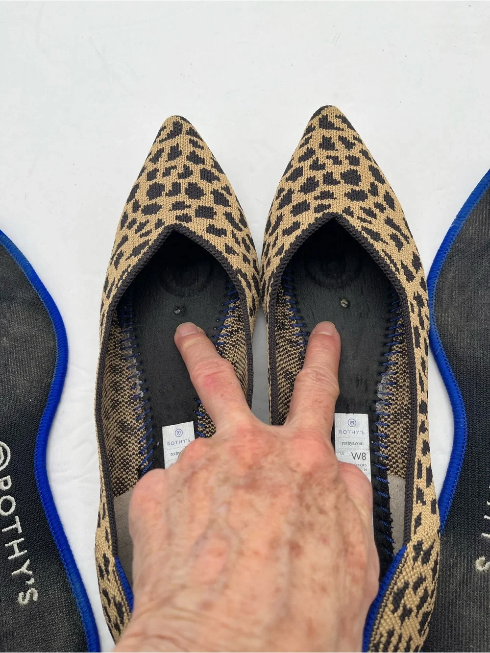Rothy's The Point Leopard Print Pointed Flats W8 Tan Black Comfort Sustainable